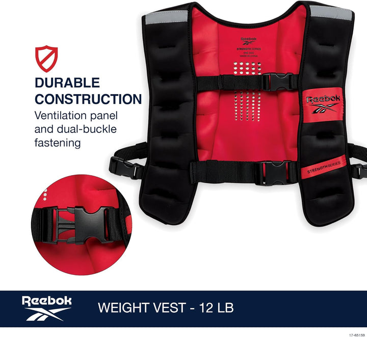 Reebok Gewichtsweste – Premium-Material, verstellbare Passform, reflektierende Elemente für Ganzkörp