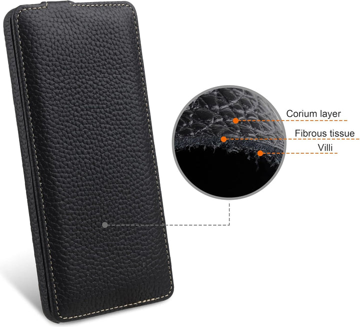 STILGUT UltraSlim kompatibel mit Google Pixel 7 Hülle - Pixel 7 Flip Case aus Leder, Klapphülle, Han