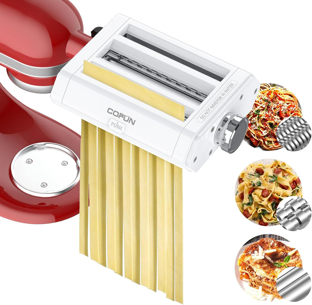 COFUN KitchenAid Nudelaufsatz aus Edelstahl, 3 in 1 Nudelvorsatz für KitchenAid Küchenmaschine, Kitc