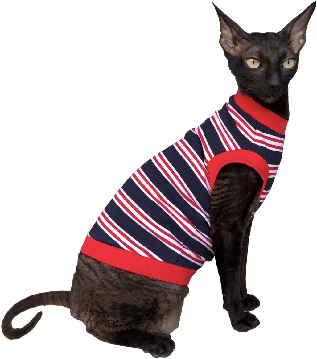 CAT WEAR T-Shirt dunkelblau-rot-weiя gestreift (XS) Blue Red White X-Small, Blue Red White X-Small