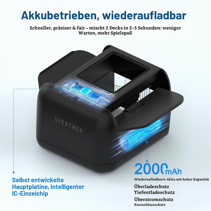 Automatic Card Shuffler|1-2 Deck Electric Card Shuffle Machine|Portable Rechargeable Batteries|for o