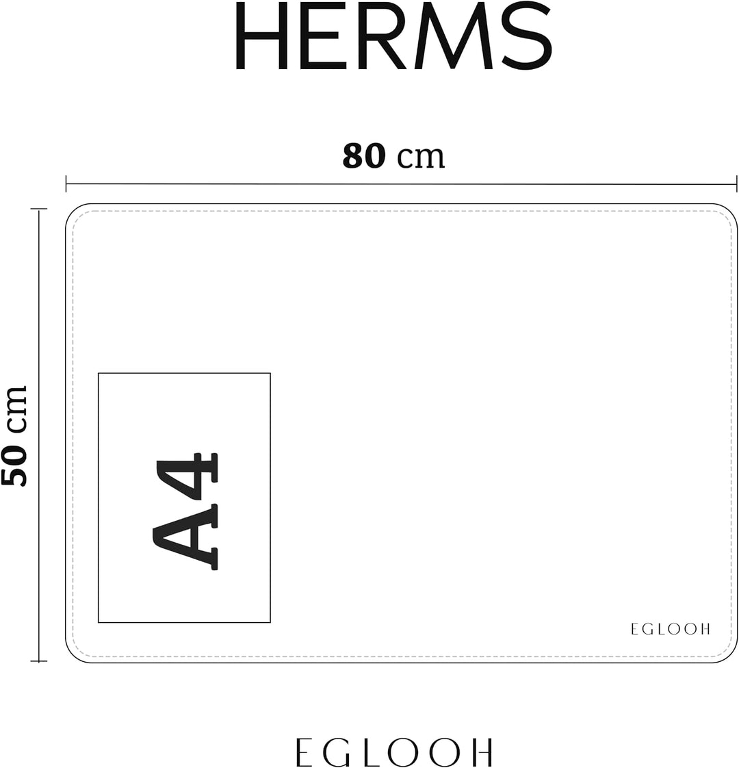 Eglooh - Herms - Schreibtischunterlage aus Leder Dunkel Braun cm 80x50 - Handwerkliche Nähte und abg