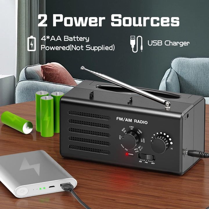 Tendak Tragbares Radio Batteriebetrieben FM/AM/UKW, Transistorradio unterstützt USB-Stromversorgung/