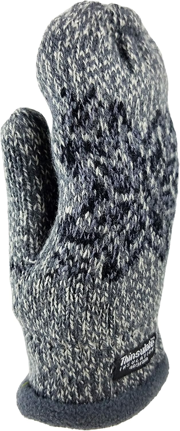 BRUCERIVER Damen Schneeflocke Strickhandschuhe mit warmem Thinsulate Fleece Futter Grau L, Grau L
