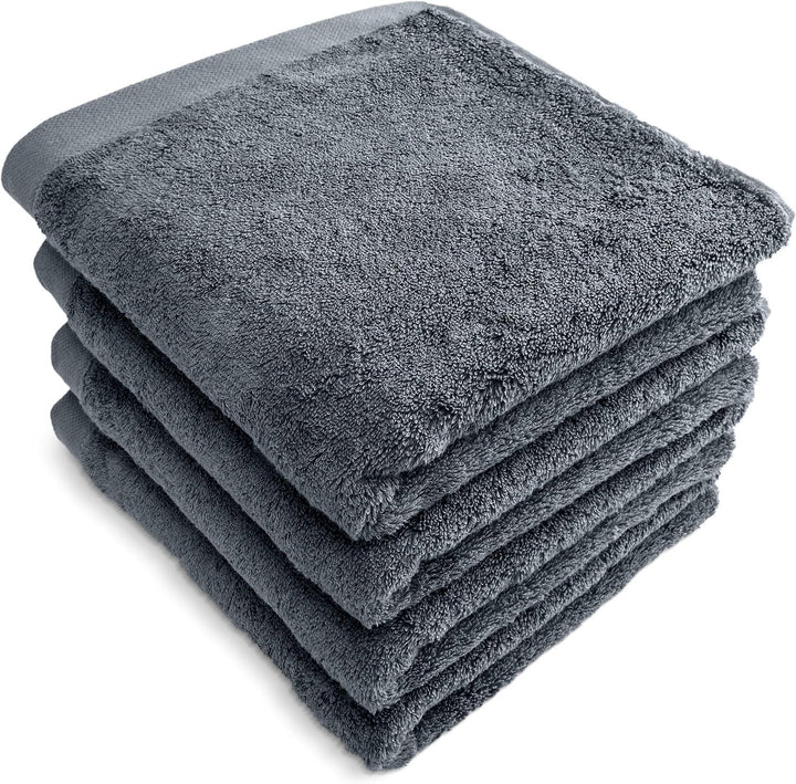 herzbach home Premium Handtücher 50 x 100 cm 4er-Set (Anthrazit) – Hochwertige, weiche & saugstarke