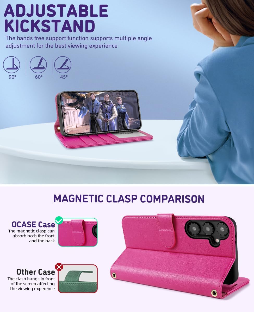 OCASE Kompatibel für Samsung Galaxy S24 FE Hülle mit Handykette, Band Längenverstellbar, Handyhülle