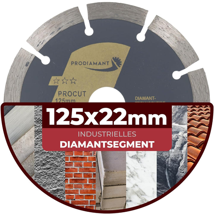 PRODIAMANT Diamanttrennscheiben Set 2x 125mm universal Trennscheibe für Stein, Beton, Granit, Mauerw