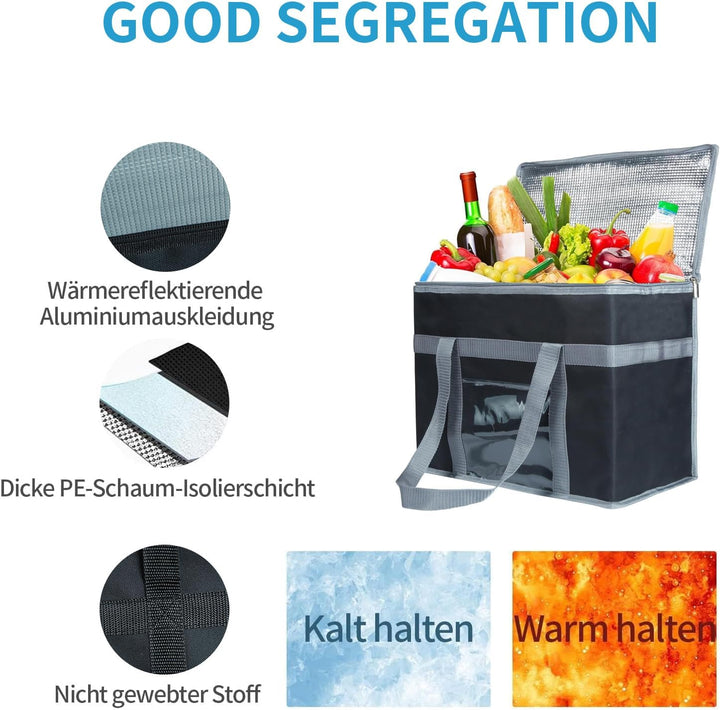 Grosse Kühltasche aus Oxford-Stoffmaterial - Grosse Faltbare Kühltasche, wasserspritzgeschützt - bes