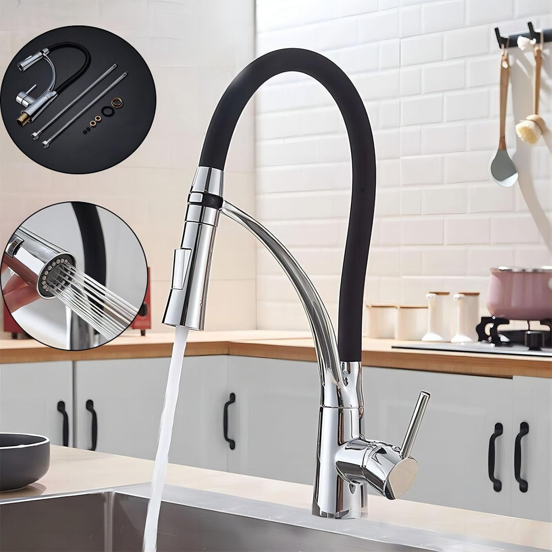 Hoher Bogen Küchenarmatur mit 2 Wasserstrahlarten Brause ausziehbar,Einhebelmischer Hochdruck Armatu