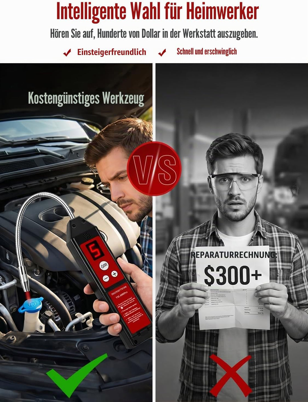 Kältemittel Lecksuchgerät mit LED-Licht, WJL-6000 PRO Halogen Detektor Lecksuchgerät Freon-Gasleckte