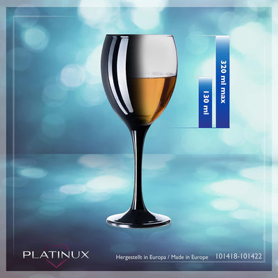 PLATINUX Schwarze & Weisse Weingläser aus Glas Wasserglas Set 6 Teilig 130ml (max. 320ml) Getränkegl