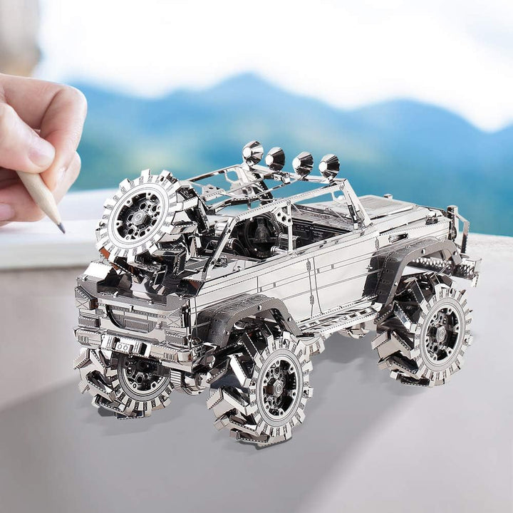 Piececool 3D Puzzle Metall Geländewagen, 3D Metall Puzzle Automodell für 340 Edelstahl, Ganzes Metal
