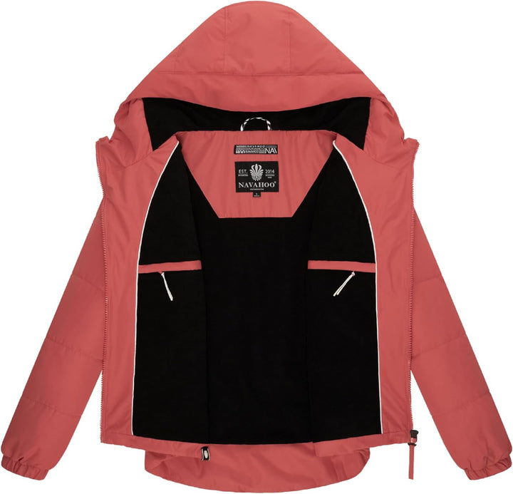 Navahoo Damen Winterjacke Steppjacke warm mit Kapuze Eisbällchen XS-XXL L Rouge, L Rouge