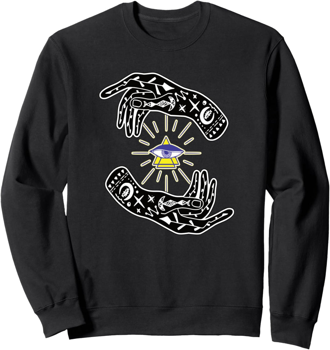 Hexe Handen Himmlisch Auge Kristalle Mond Pastellfarben Sweatshirt