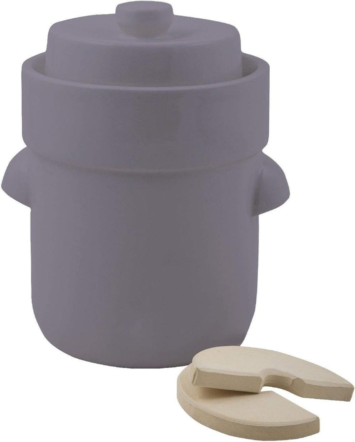 Ms-Steinzeug Gärtopf Sauerkrauttopf 3 Liter + Beschwerungssteine weiss Braun, Braun