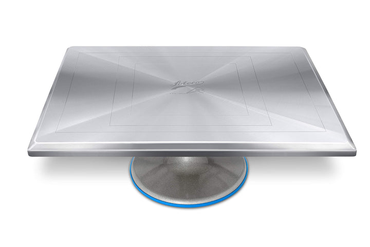 Ateco Drehbarer Kuchendekorationsständer, 614 rechteckig, Aluminiumsockel, Weiss #614 Rectangle, Alu