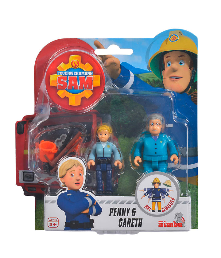 Simba 109251026 - Feuerwehrmann Sam Figuren Doppelpack Serie 2, 4-Sortiert, voll beweglich, 7, 5cm,