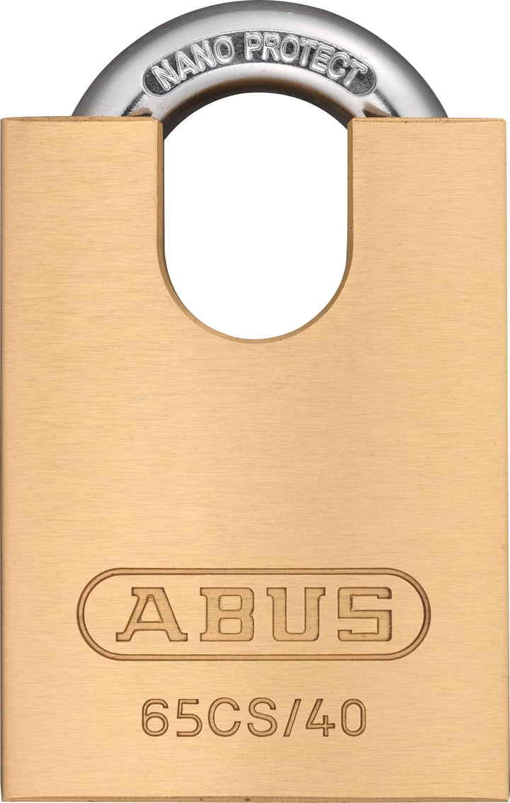 ABUS Vorhängeschloss Messing 65CS/40 - Schlosskörper aus Messing - gehärteter Stahlbügel und Bügelsc
