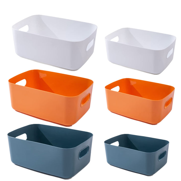 6 Stück Kunststoff Aufbewahrungsboxen,Mehrere Farben Organisation Aufbewahrungskörbe für Küche,Schra