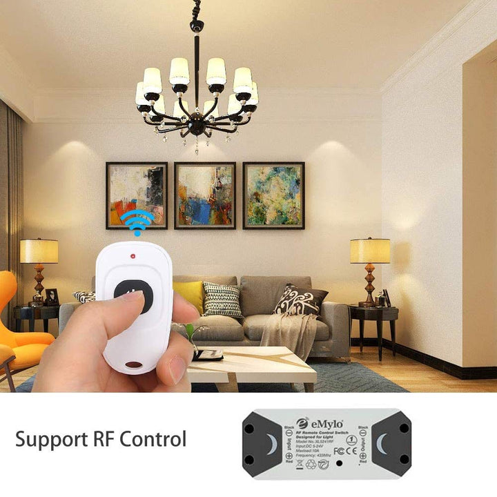 eMylo Smart Relaisschalter Wireless RF DC 12V Zwei 2-Kanal-Fernsteuerungsschalter 5V-24V HF-Relaissc