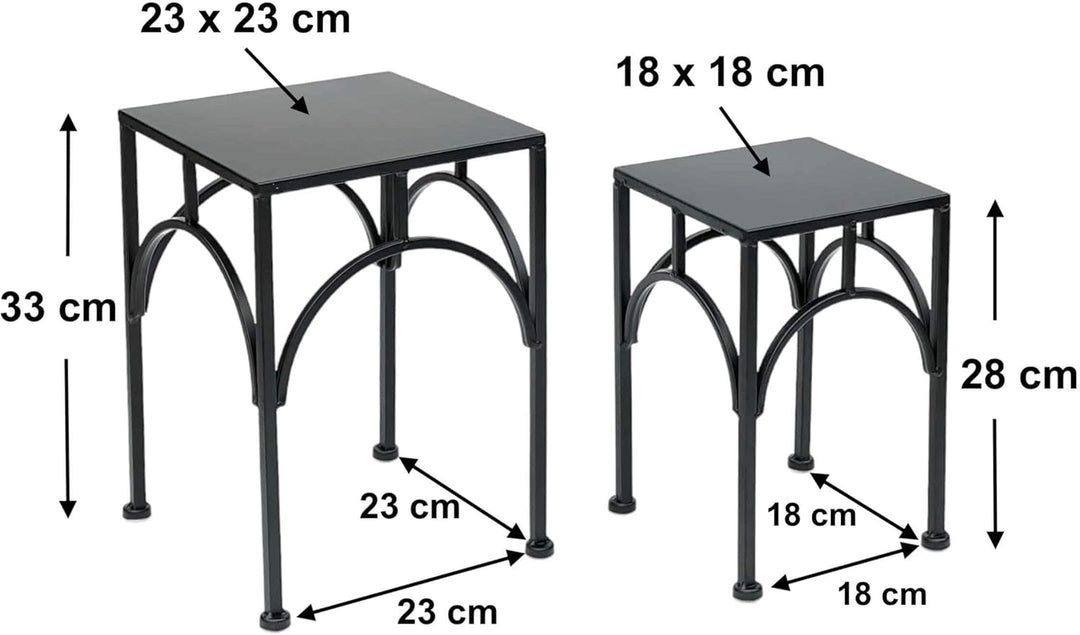 DanDiBo Blumenhocker Metall Schwarz Eckig Blumenständer Beistelltisch 96449 2er Set Pflanzenständer