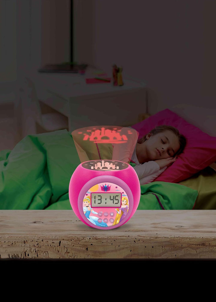 Lexibook Projector-Wecker Disney Princess mit Schlummerfunktion und Weckfunktion, Nachtlicht mit Tim