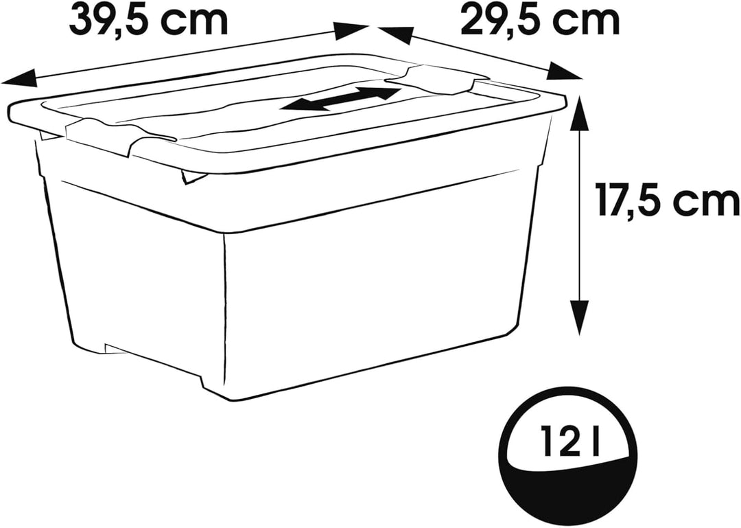 keeeper Aufbewahrungsbox mit Deckel und Schiebeverschluss, 39,5 x 29,5 x 17,5 cm, 12 l, Cornelia, Tr