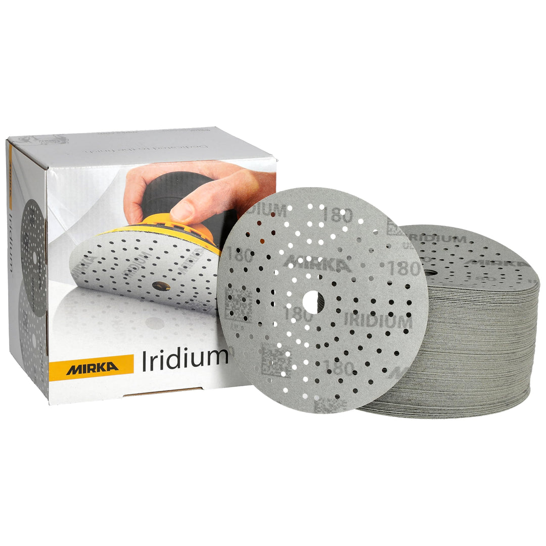100x MIRKA Haftschleifscheibe IRIDIUM Grip 121L 150mm K.180 f.HO/Metall/Lack/Ku. Korn P180, Korn P18
