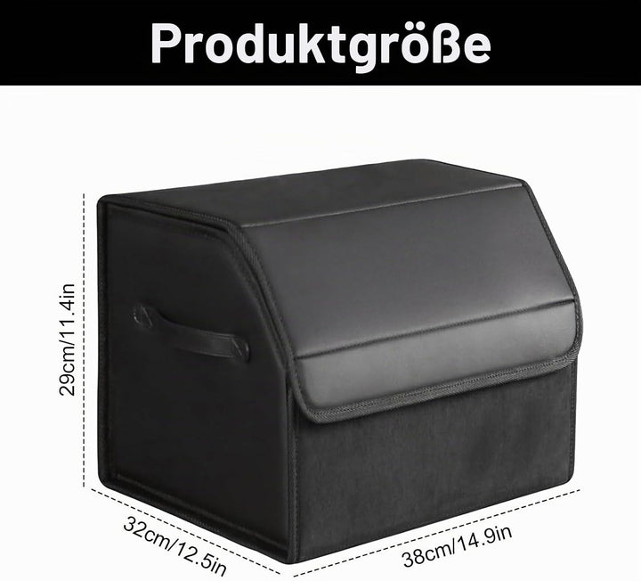 Chingcoo Auto Kofferraum Organizer, 38×32×29 cm Auto Tasche Kofferraum mit Deckel,Faltbare Leder Auf