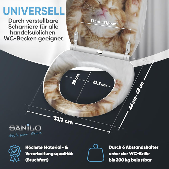 Sanilo WC Sitz mit Absenkautomatik, hochwertiger Toilettendeckel, einfache Montage, stabile Scharnie