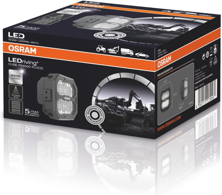 OSRAM LEDriving® Cube PX4500 Flood, LEDPWL109-FL, OFF ROAD, LED Arbeitsscheinwerfer, 4500 Lumen, Fal