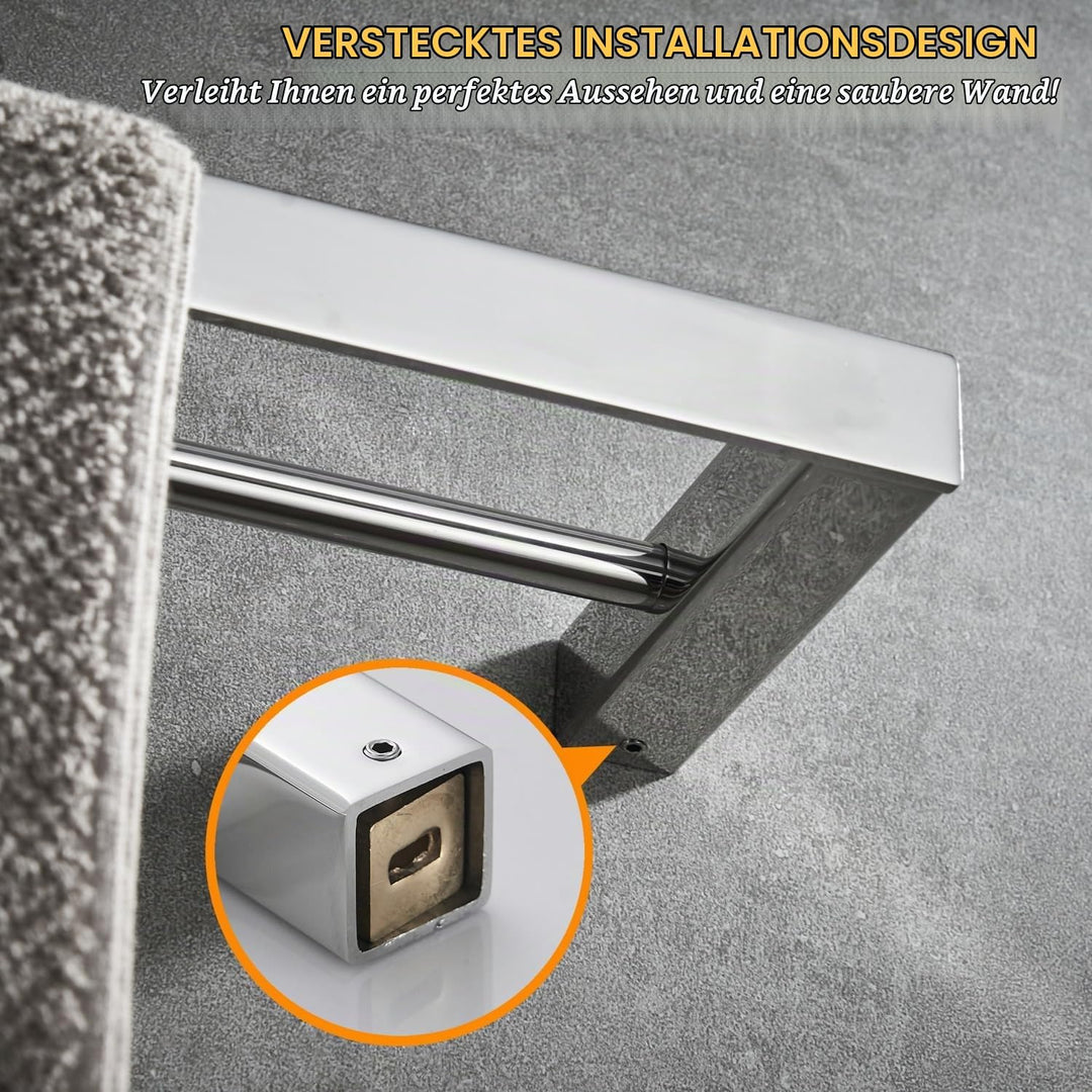 Beelee Badezimmer Toilette Doppelte 40cm Handtuchstange Wandhalterung, Edelstahl - Edelstahl, Polier