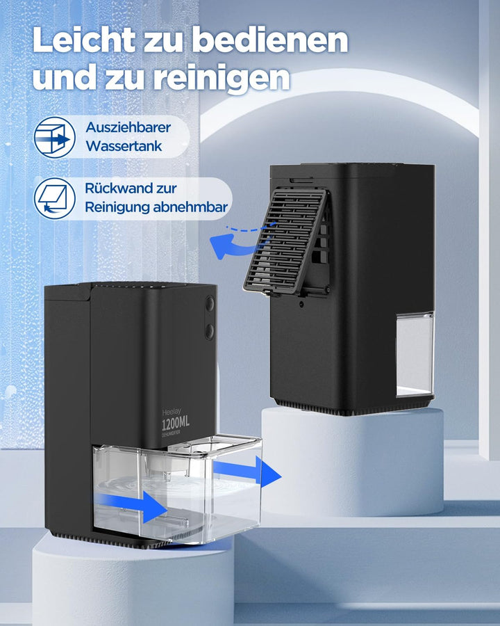 Luftentfeuchter 1200 ml, elektrischer Luftentfeuchter, energiesparend, tragbar, ultraleise, automati