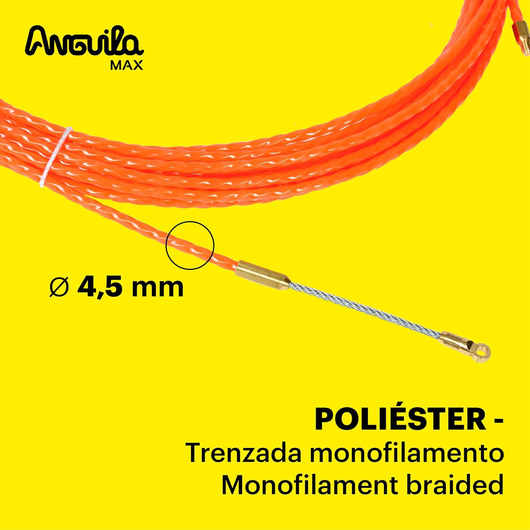 Anguila Max | Kabeleinziehhilfe | Speziell Geraden | Kombi-Endstücke | Dreifach verdrilltes Polyeste