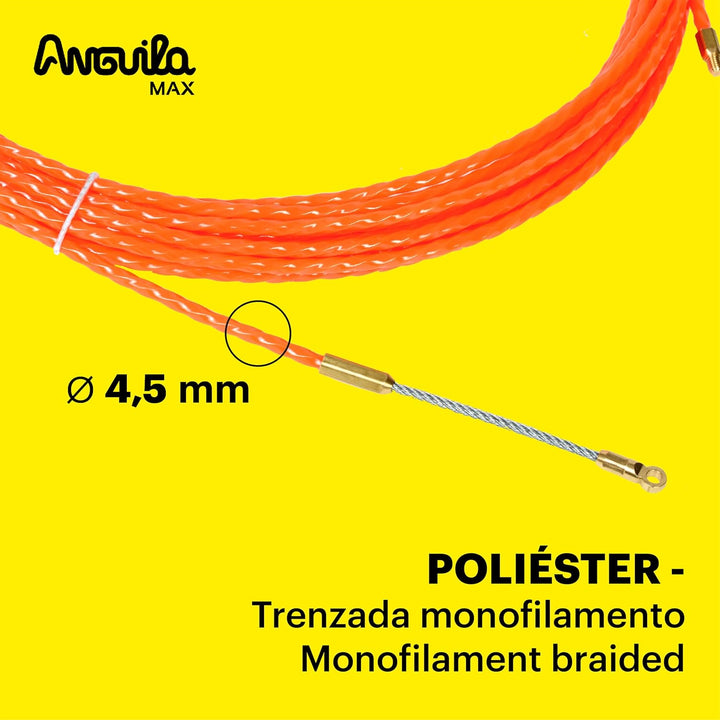 Anguila Max | Kabeleinziehhilfe | Speziell Geraden | Kombi-Endstücke | Dreifach verdrilltes Polyeste