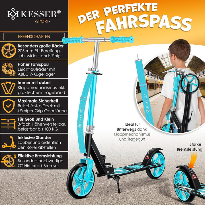 KESSER® Scooter Roller Kinderroller Cityroller Tretroller Kickroller Kickscooter Dino (Türkis), Dino