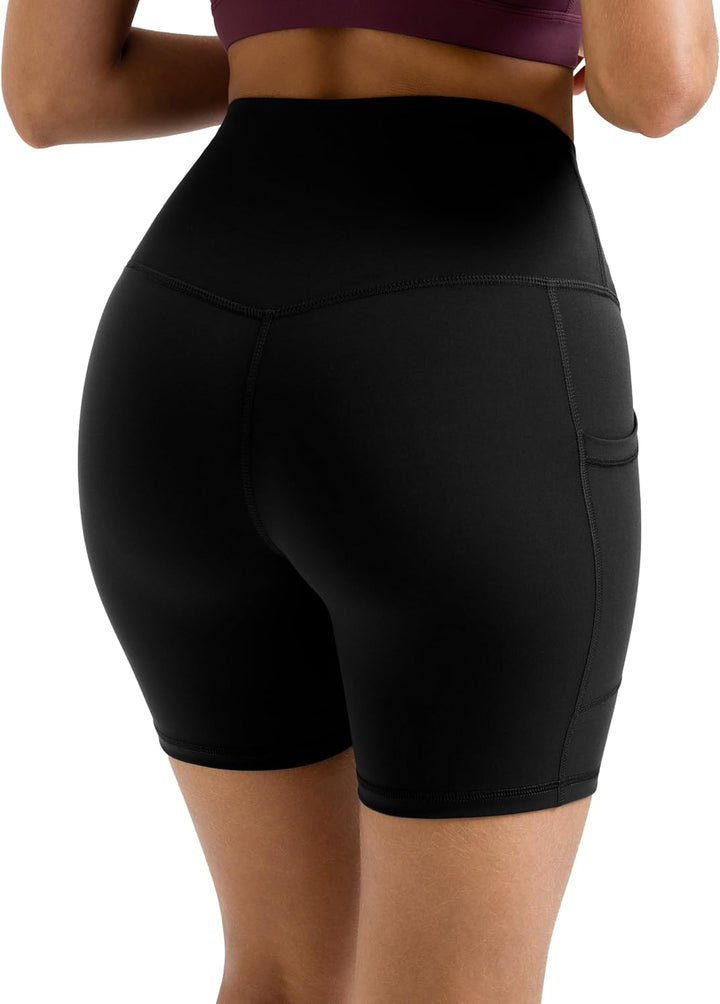 Colorfulkoala Women's High Waisted Biker Shorts mit Taschen 6" Inseam Workout & Yoga Tights S Schwar