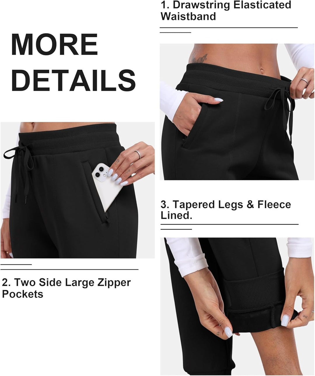 MoFiz Jogginghose Damen Thermohose Mikrofleece Sporthose Atmungsaktiv Waterproof Sweatpants mit Reis
