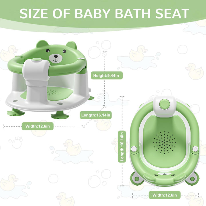 Badewannensitz Baby ab 6 Monate, Bär Rutschfester Badesitz Baby mit 4 Saugnäpfen und Kissen für Klei