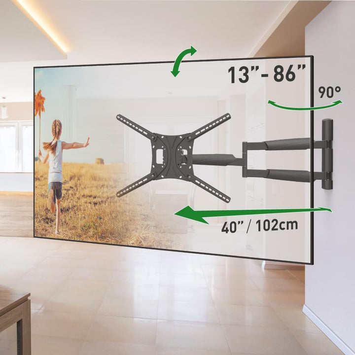 Barkan 102cm Lange TV Wandhalterung, 13-83 Zoll Schwenkbar/Neigbar/Vollbewegung TV Halterung, hält b