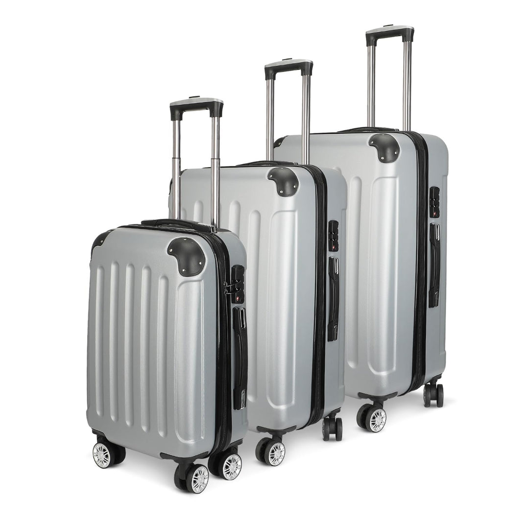 JOROBURO Kofferset 3 Teilig, ABS Hartschalenkoffer Set,Trolley Koffer mit 4 x 360°Drehbaren Rollen u