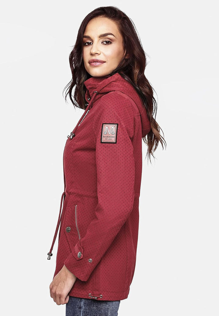 MARIKOO Damen leichte Übergangsjacke Baumwoll-Parka mit Kapuze Nyokoo XS-XXL S Red W.p., S Red W.p.