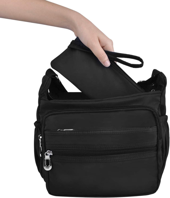 NOTAG Umhängetasche Damen, Wasserdicht Nylon Schultertasche Mehrfachtasche Handtasche mit RFID Geldb