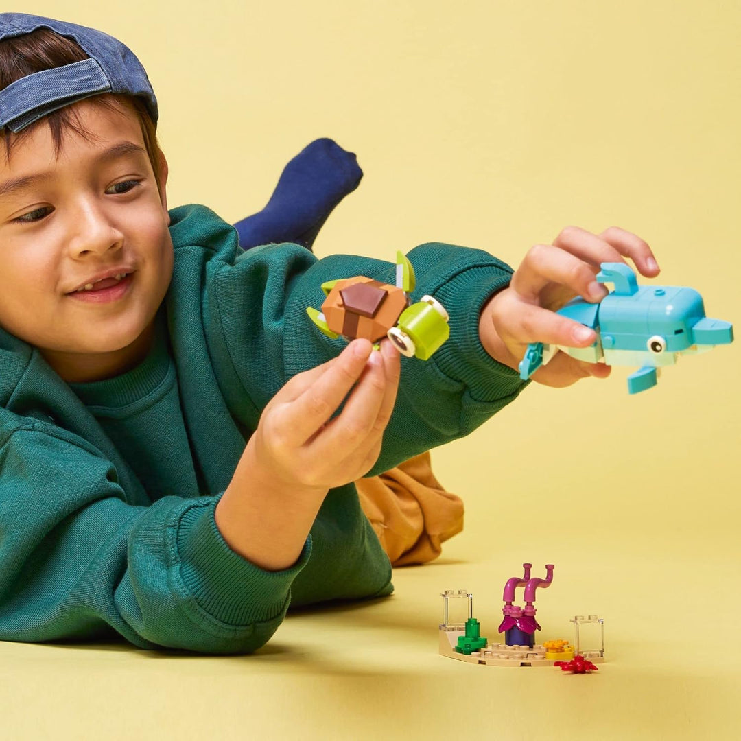 LEGO Creator 3in1 Dolphin and Turtle 31128 Building Kit; Features a Baby Dolphin and Baby Sea Turtle