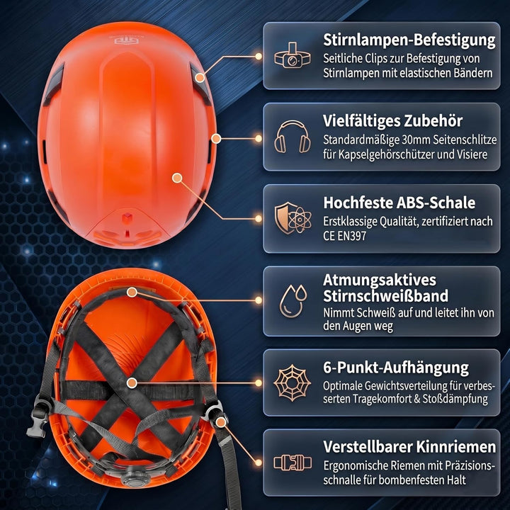 ABS-Sicherheitshelm, Arbeitshelm Schutzhelm, mit Belüftungslöchern und verstellbarem Kopfband, EN 39