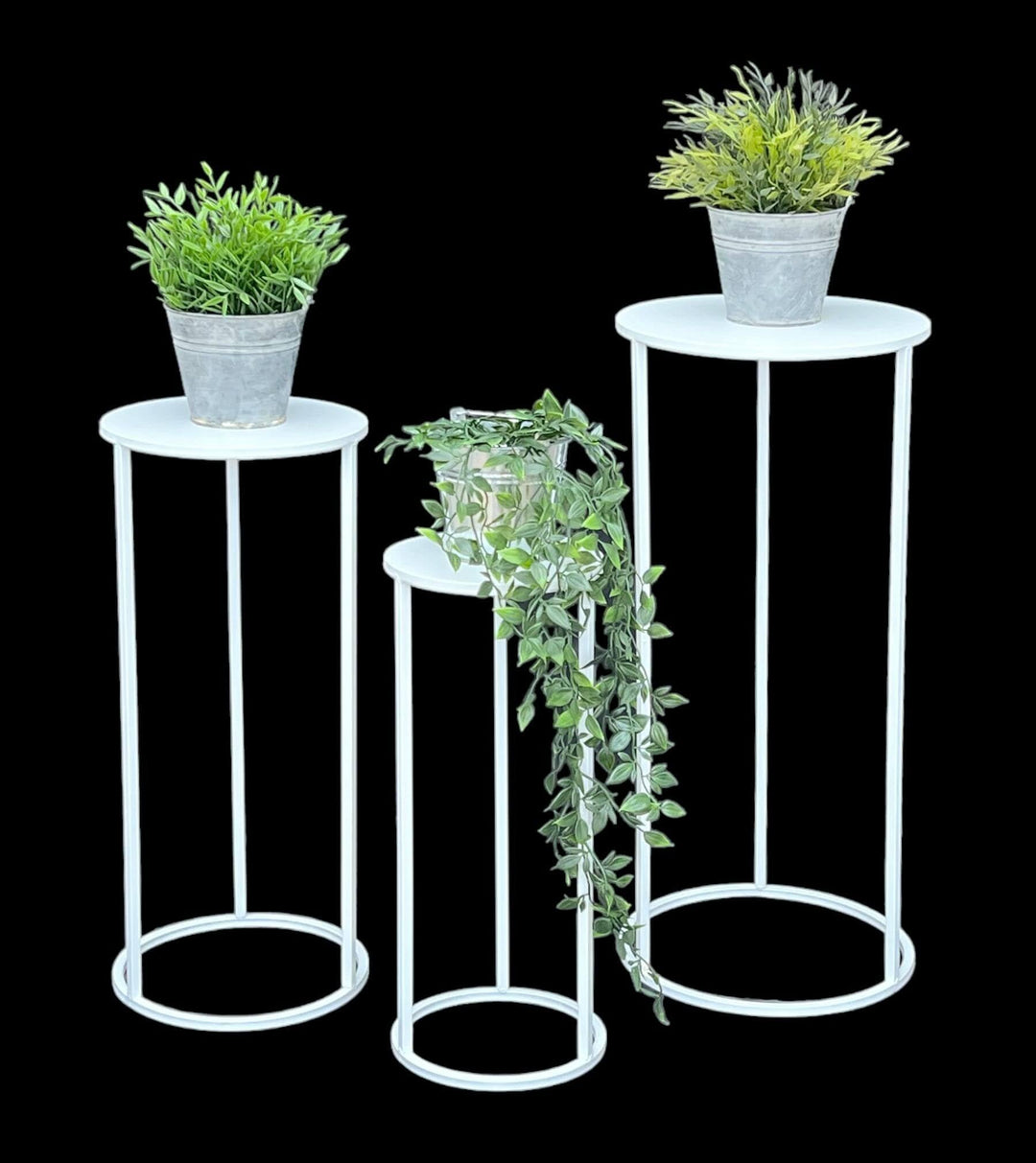 DanDiBo Blumenhocker Metall Weiss Rund Blumenständer Beistelltisch 96483 3er Set Blumensäule Modern