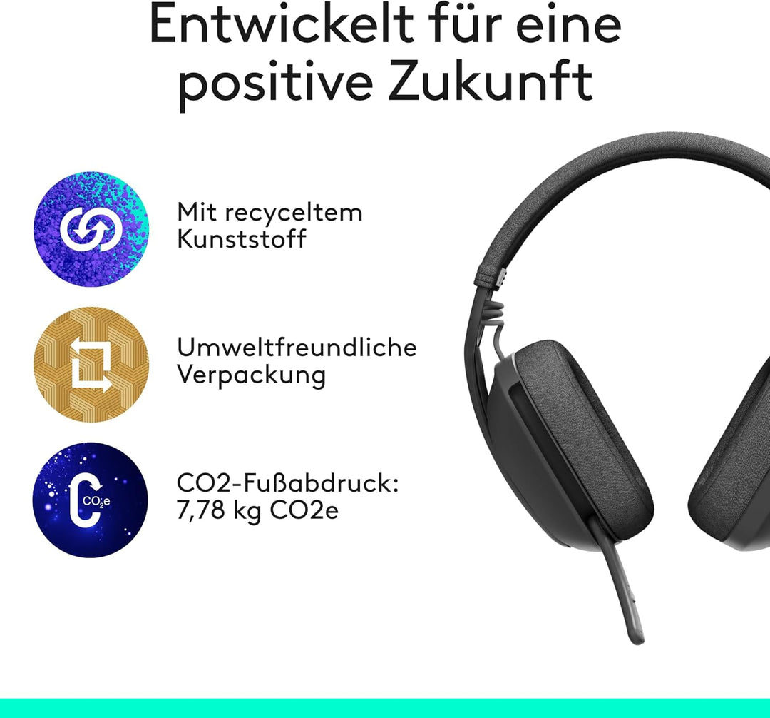 Logitech Zone Vibe 100 Leichte, kabellose Over-Ear-Kopfhörer mit geräuschunterdrückendem Mikrofon, M