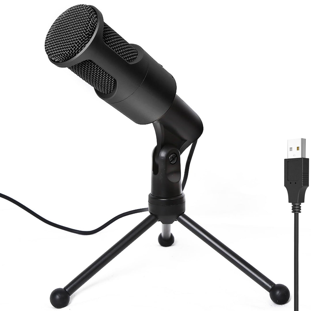 USB Mikrofon für PC PS4 PS5 Laptop, Kondensator Mikrofon mit faltbarem Stativ Stummschalter für Stre