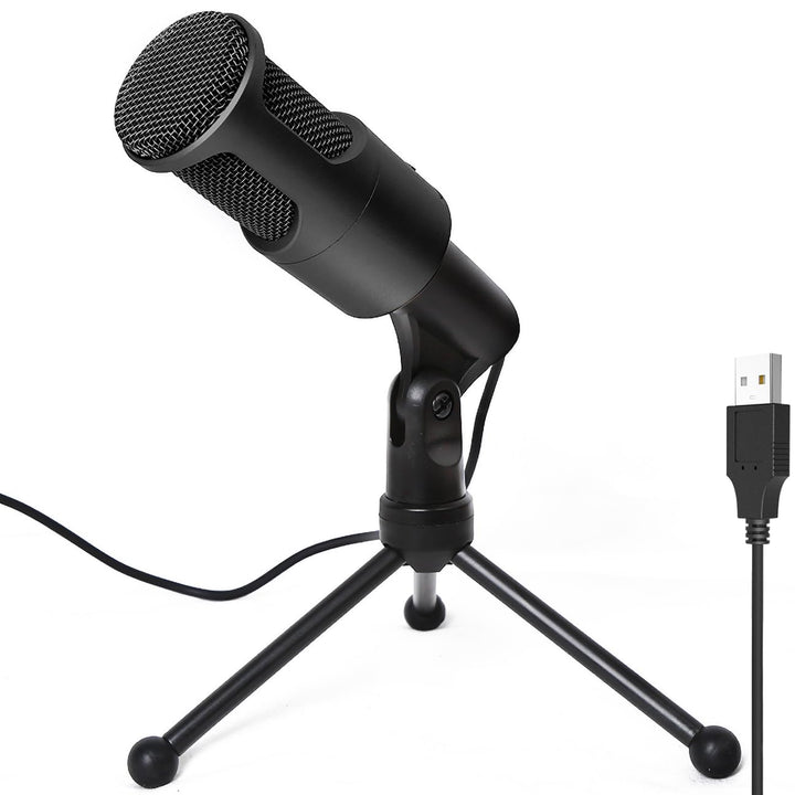 USB Mikrofon für PC PS4 PS5 Laptop, Kondensator Mikrofon mit faltbarem Stativ Stummschalter für Stre