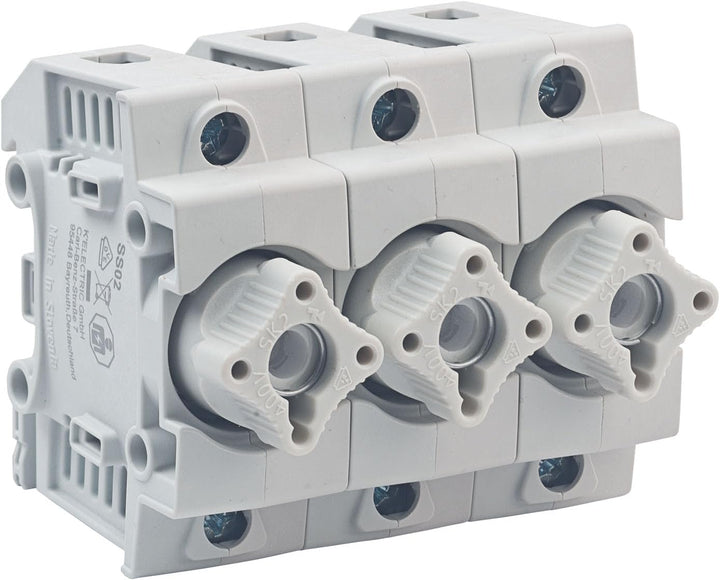 grenda-hammer® | Neozed Sicherungssockel mit Schraubkappen und 3x Schmelzsicherungen (D02-3x20 Ampèr